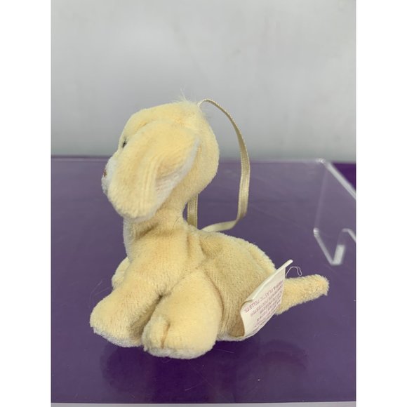 1999 Precious Moments Tender Tails Yellow Puppy Ornament Pellets 3" - Picture 2 of 9